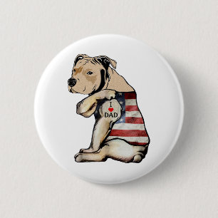 Pitbull I Love Dad Tattoo Fathers Day  6 Cm Round Badge