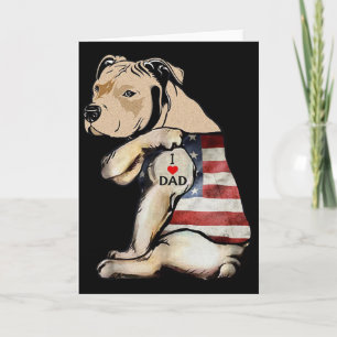 Pitbull I Love Dad Tattoo Fathers Day Card