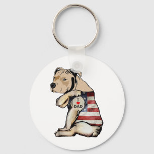 Pitbull I Love Dad Tattoo Fathers Day Key Ring