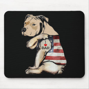 Pitbull I Love Dad Tattoo Fathers Day Mouse Mat