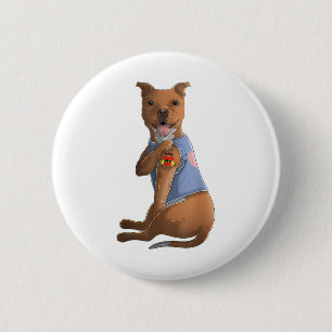 Pitbull I Love Mum Tattoo Dog Shirt Funny Mothers 6 Cm Round Badge