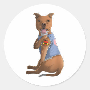 Pitbull I Love Mum Tattoo Dog Shirt Funny Mothers Classic Round Sticker