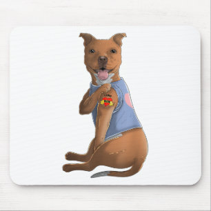 Pitbull I Love Mum Tattoo Dog Shirt Funny Mothers Mouse Mat