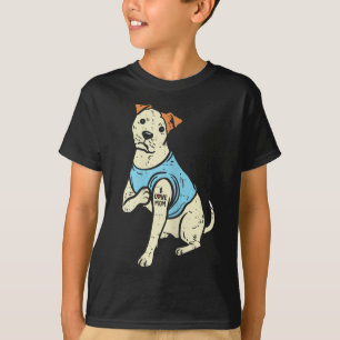 Pitbull I Love Mum Tattoo Pittie Dog Lover Owner W T-Shirt