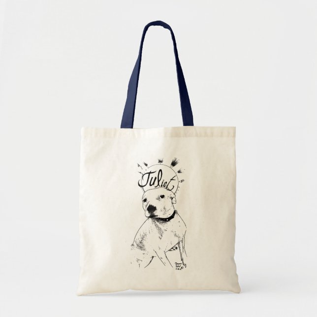 Pitbull Illustration Tote Bag (Front)