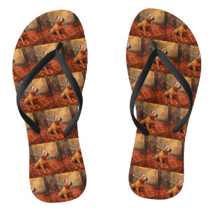 Pitbull in Autumn Leaves Fall Inspire  Flip Flops