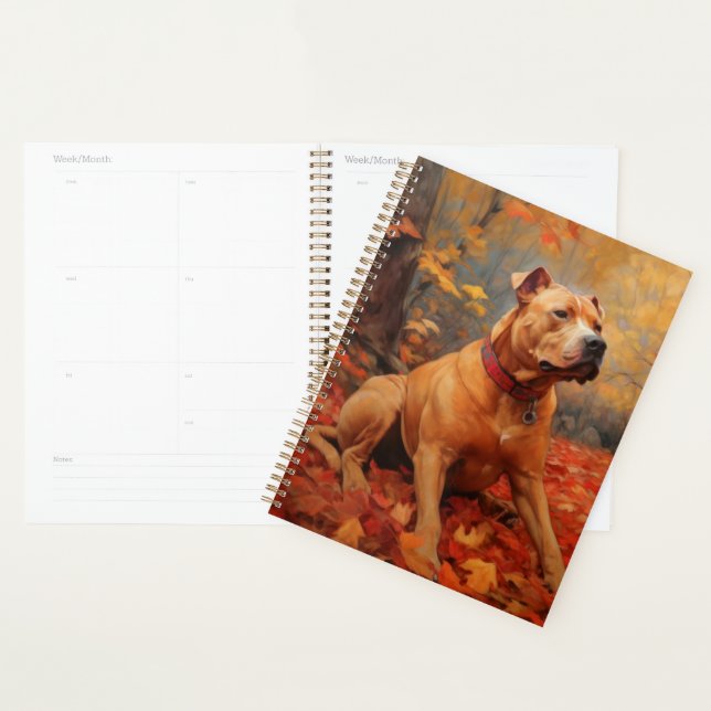 Pitbull in Autumn Leaves Fall Inspire  Planner (Display)