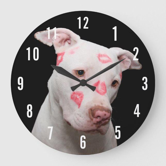 Pitbull Kisses Large Clock (Front)