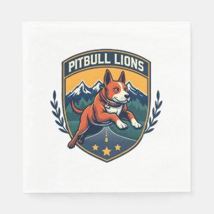 Pitbull Lions Vintage Mascot Sports Badge Vector D Napkin