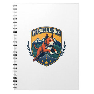 Pitbull Lions Vintage Mascot Sports Badge Vector D Notebook