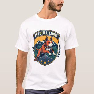 Pitbull Lions Vintage Mascot Sports Badge Vector D T-Shirt