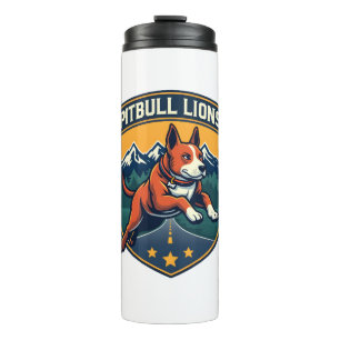 Pitbull Lions Vintage Mascot Sports Badge Vector D Thermal Tumbler