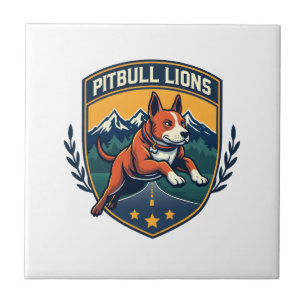 Pitbull Lions Vintage Mascot Sports Badge Vector D Tile