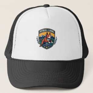 Pitbull Lions Vintage Mascot Sports Badge Vector D Trucker Hat