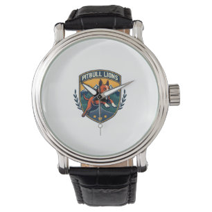 Pitbull Lions Vintage Mascot Sports Badge Vector D Watch