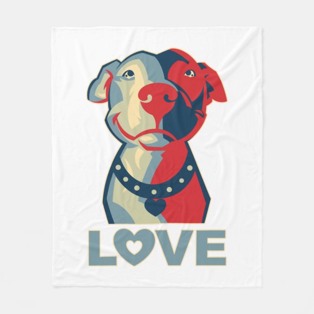 Pitbull - LOVE Fleece Blanket (Front)