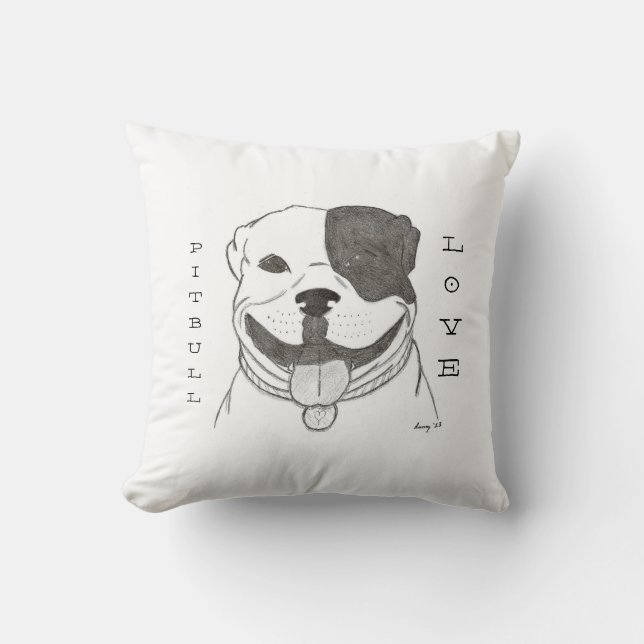 Pitbull Love Pillow - Pitbull Love Grey (Front)