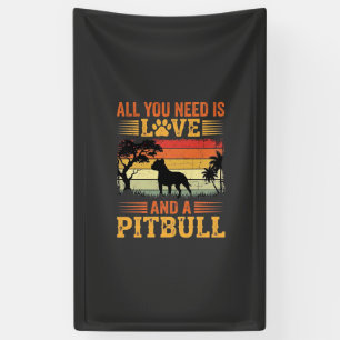 Pitbull Love Retro Sunset Dog Banner