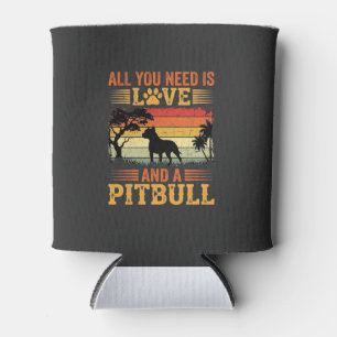Pitbull Love Retro Sunset Dog Can Cooler