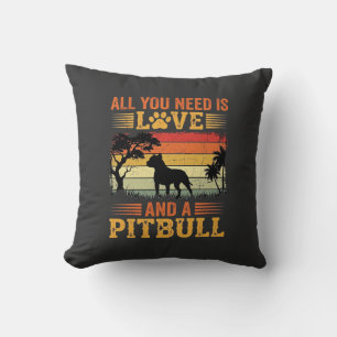 Pitbull Love Retro Sunset Dog Cushion