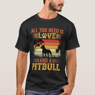 Pitbull Love Retro Sunset Dog T-Shirt