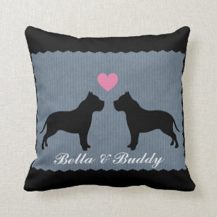 Pitbull Love Silhouette Cushion