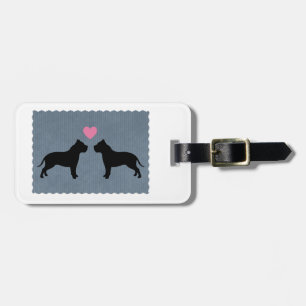 Pitbull Love Silhouette Luggage Tag