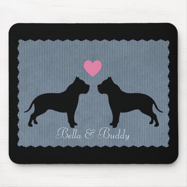 Pitbull Love Silhouette Mouse Mat (Front)