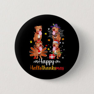 Pitbull Lover Halloween Merry Christmas Happy Hall 6 Cm Round Badge