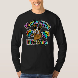 Pitbull Lover Peace Love Pitty Paws Cute Tie Dye H T-Shirt