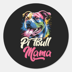 Pitbull Mama Colourful Pittie Mum Mothers Day Dog Classic Round Sticker