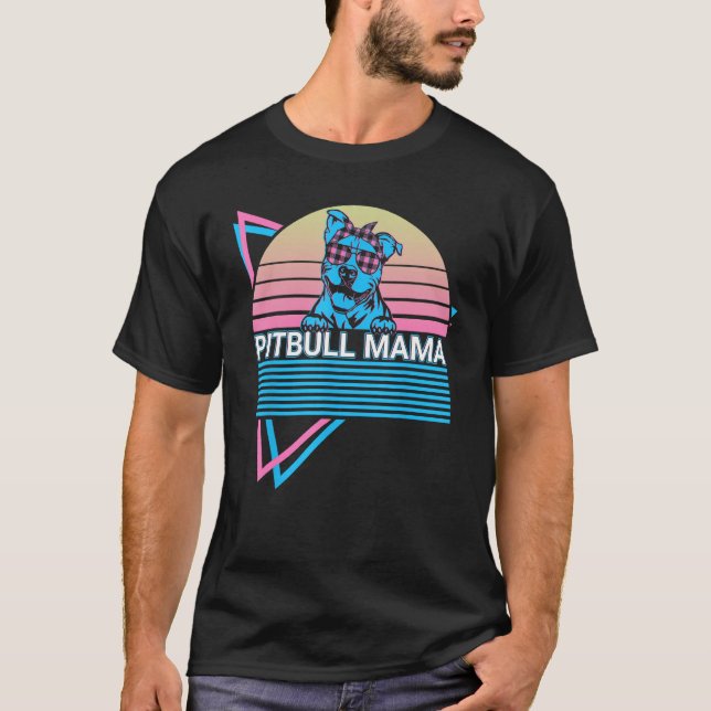 Pitbull Mama Pit Bull Retro T-Shirt (Front)