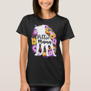 Pitbull Mama Purple Flowers Pittie Mum Cute Pit Bu T-Shirt