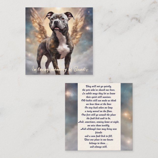 Pitbull Memorial Poem Brindle Wings Add Name Gift Card (Front/Back)
