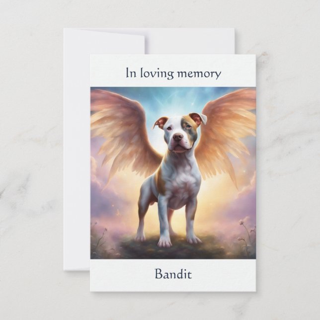 Pitbull Memorial Poem Custom Name Sympathy Thank You Card (Front)