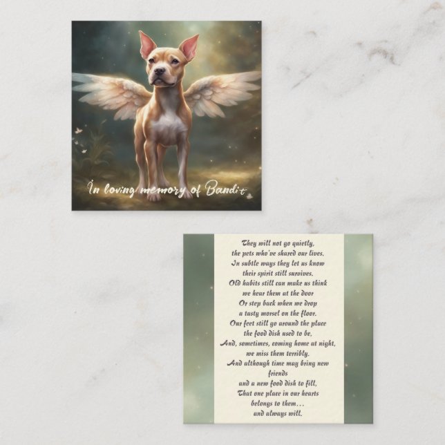 Pitbull Memorial Poem Fawn Brown Wings Add Name Card (Front/Back)
