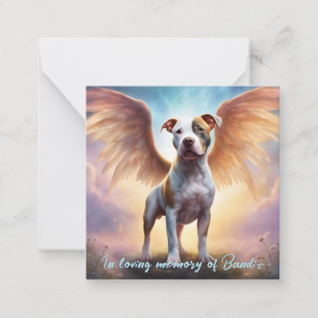 Pitbull Memorial Poem Tri-colour Wings Add Name Card (Front)