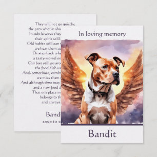 Pitbull Memorial Poem Wings Add Name Watercolor  Thank You Card
