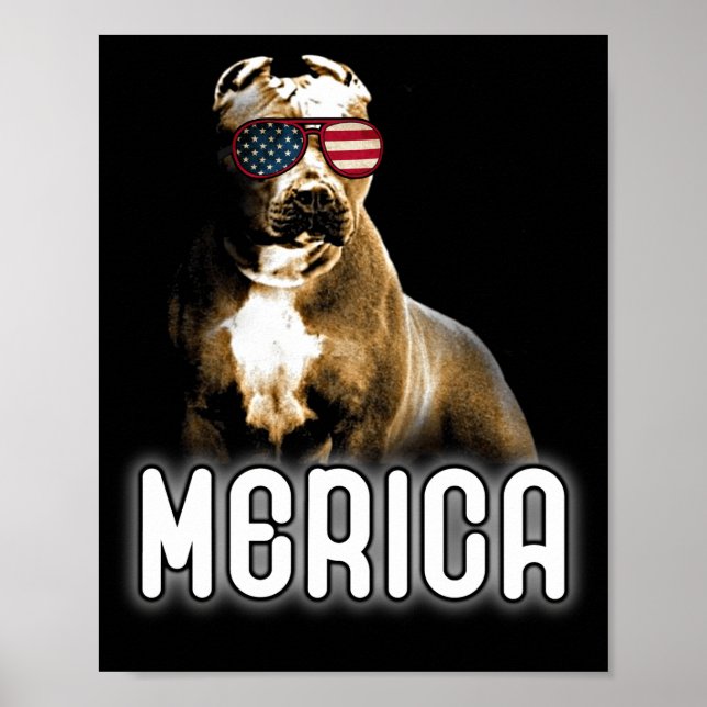 Pitbull Merica Patriotic Dog Pit Bull Patriot Poster (Front)
