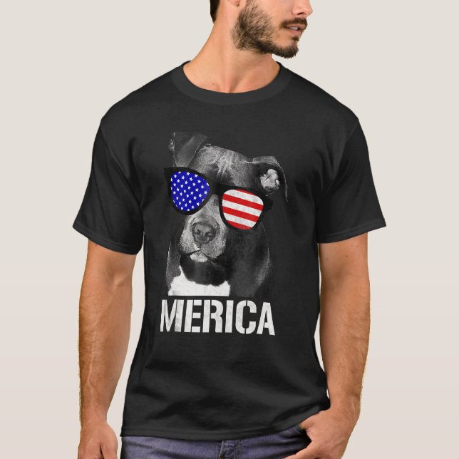 Pitbull Merica  Patriotic Dog Pit Bull Patriot T-Shirt (Front)