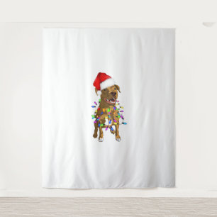Pitbull Merry Christmas Tree Lights Funny Pajama P Tapestry