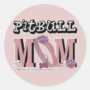 Pitbull MOM Classic Round Sticker