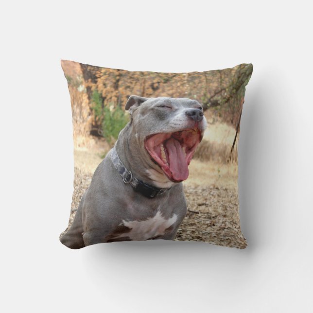 Pitbull Morning Yawn Pillow (Front)