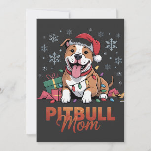 Pitbull Mum Christmas Santa Hat Pitbull Dog Mum Invitation