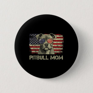 Pitbull Mum Dog Lovers American Flag 4th Of July 6 Cm Round Badge