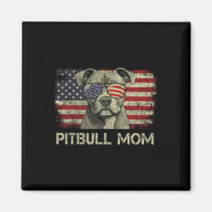 Pitbull Mum Dog Lovers American Flag 4th Of July Magnet