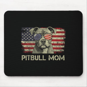 Pitbull Mum Dog Lovers American Flag 4th Of July Mouse Mat
