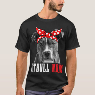 Pitbull Mum Funny Cute Vintage Pitbull Dog Mum T-Shirt