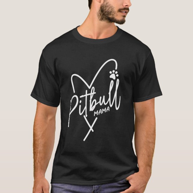 Pitbull Mum Heart Pit Bull Mama Dog Lover Womens P T-Shirt (Front)