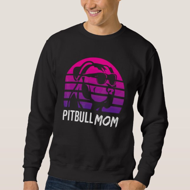 Pitbull Mum  Retro 80s Pitbull Dog 1 Sweatshirt (Front)